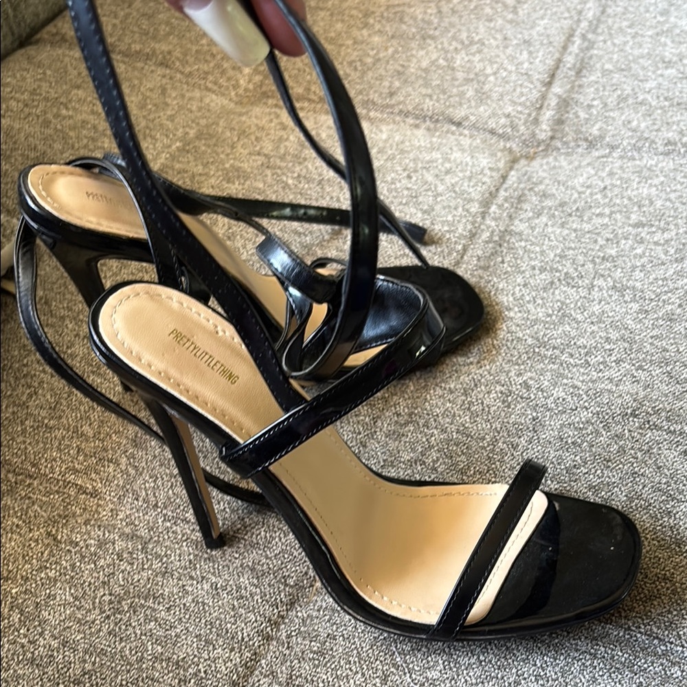 PrettyLittleThing Black Patent Leather Heels